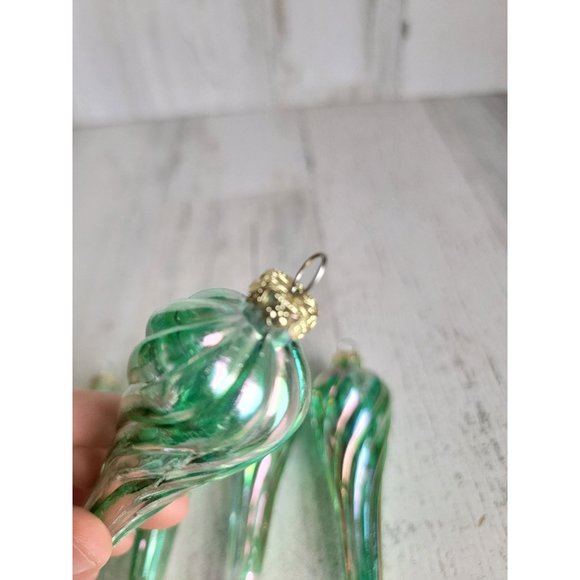 Blue Twisted glass iridescent long ornament Xmas set - Picture 8 of 8